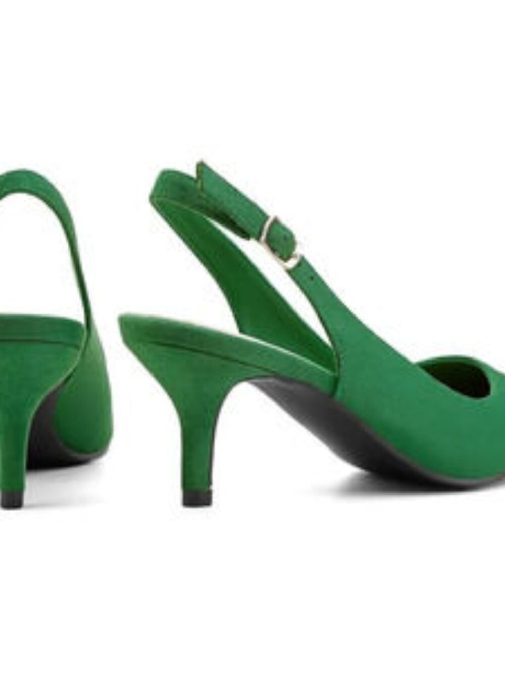 Women’s Green Low Heel Pump Closed Pointed Toe Kitten Wedding Party Dress Shoes - Picture 5 of 6